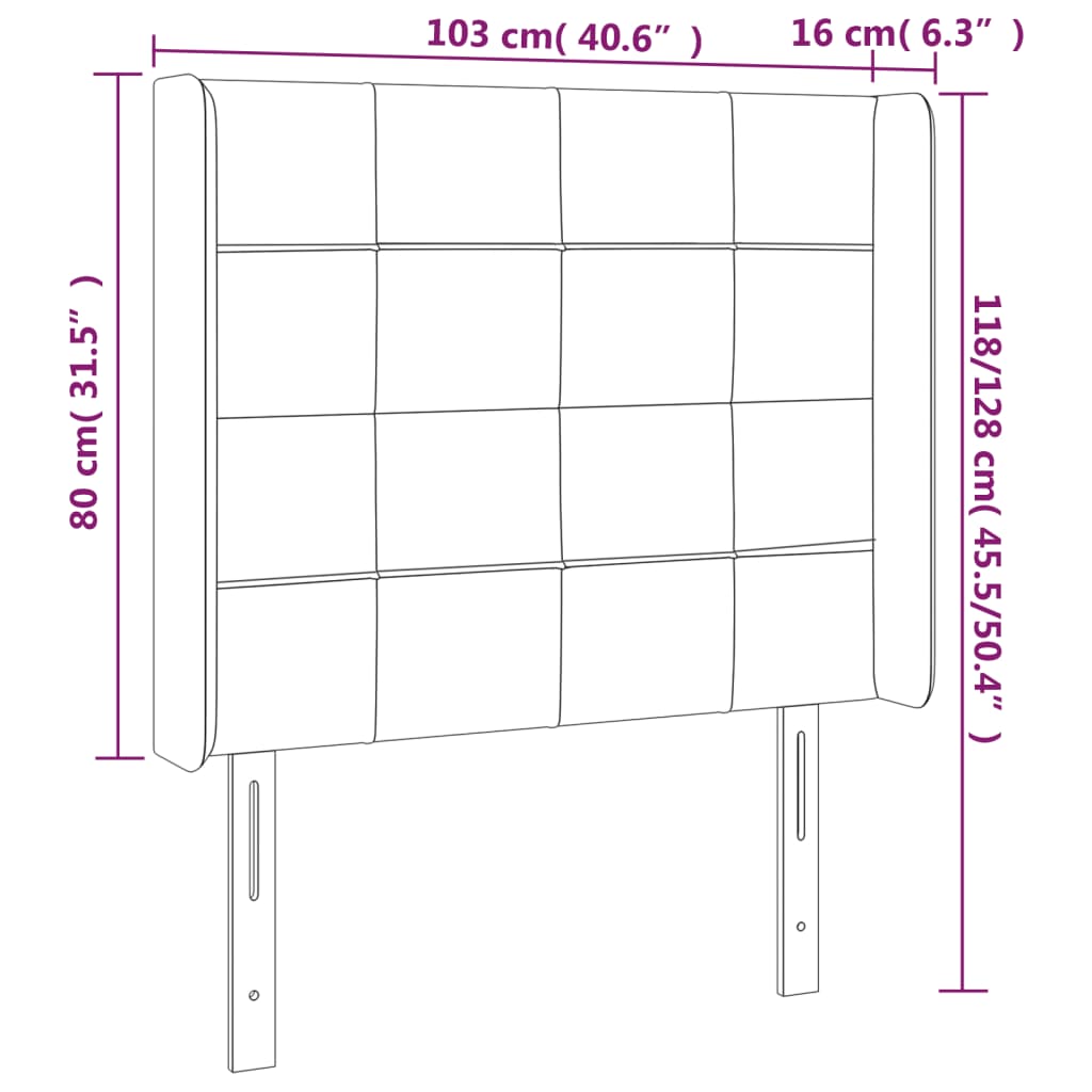 vidaXL sengegavl med kanter 103x16x118/128 cm fløjl mørkegrøn