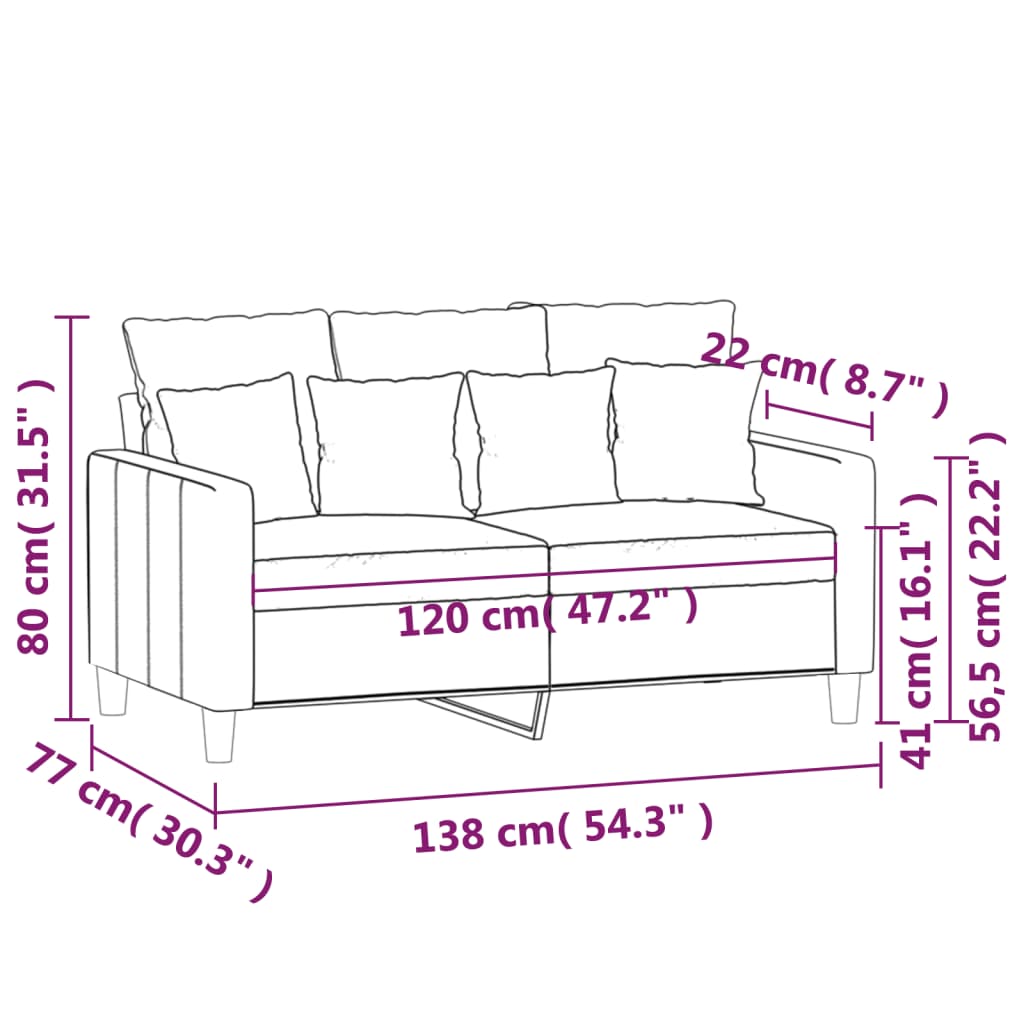 vidaXL 2-personers sofa 120 cm fløjl brun