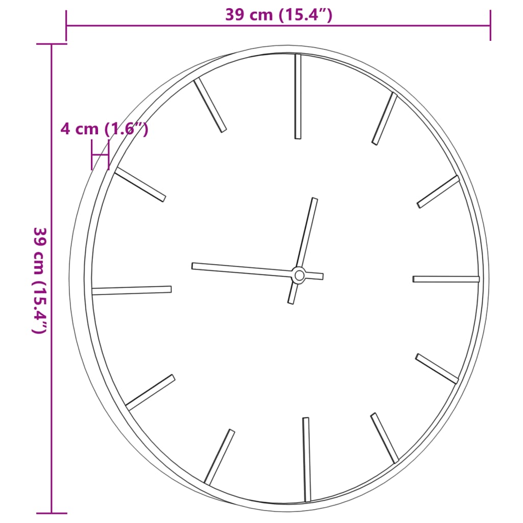 vidaXL vægur Ø39 cm jern og Konstruktions træ brun