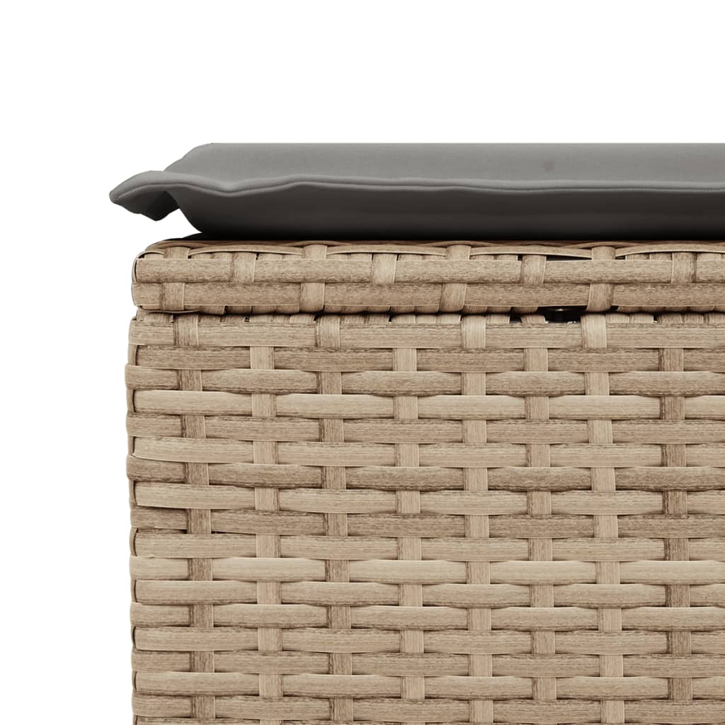 vidaXL haveskammel med hynde 55x55x37 cm polyrattan beige