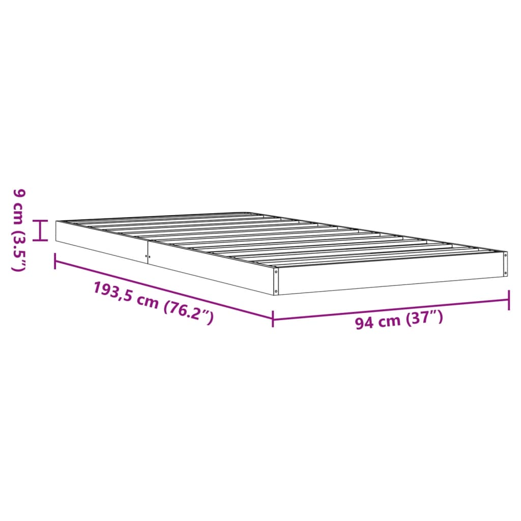 vidaXL sengeramme 90x190 cm massivt fyrretræ gyldenbrun