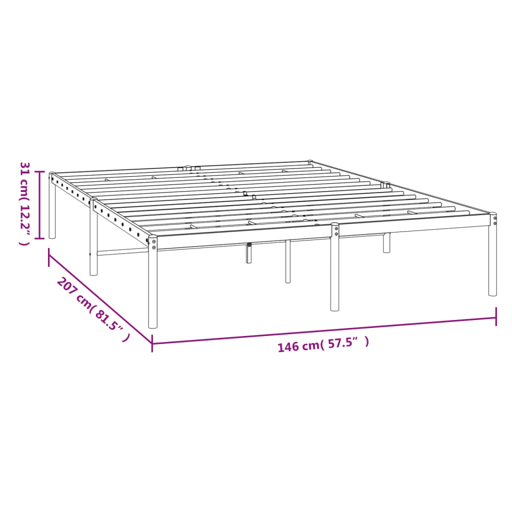 vidaXL sengeramme 140x200 cm metal sort