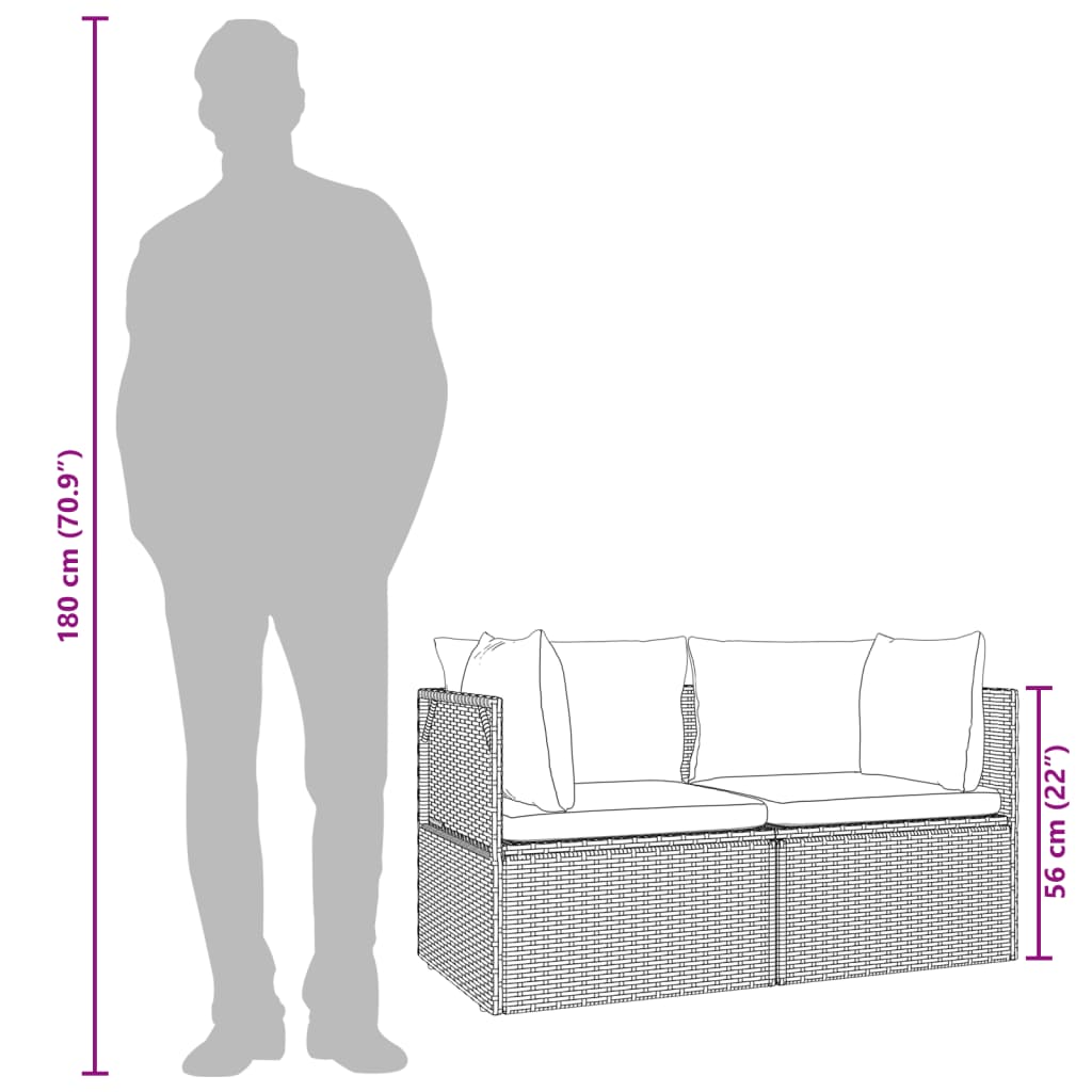 vidaXL hjørnemoduler til havesofa 8 stk. 57x57x56 cm polyrattan grå