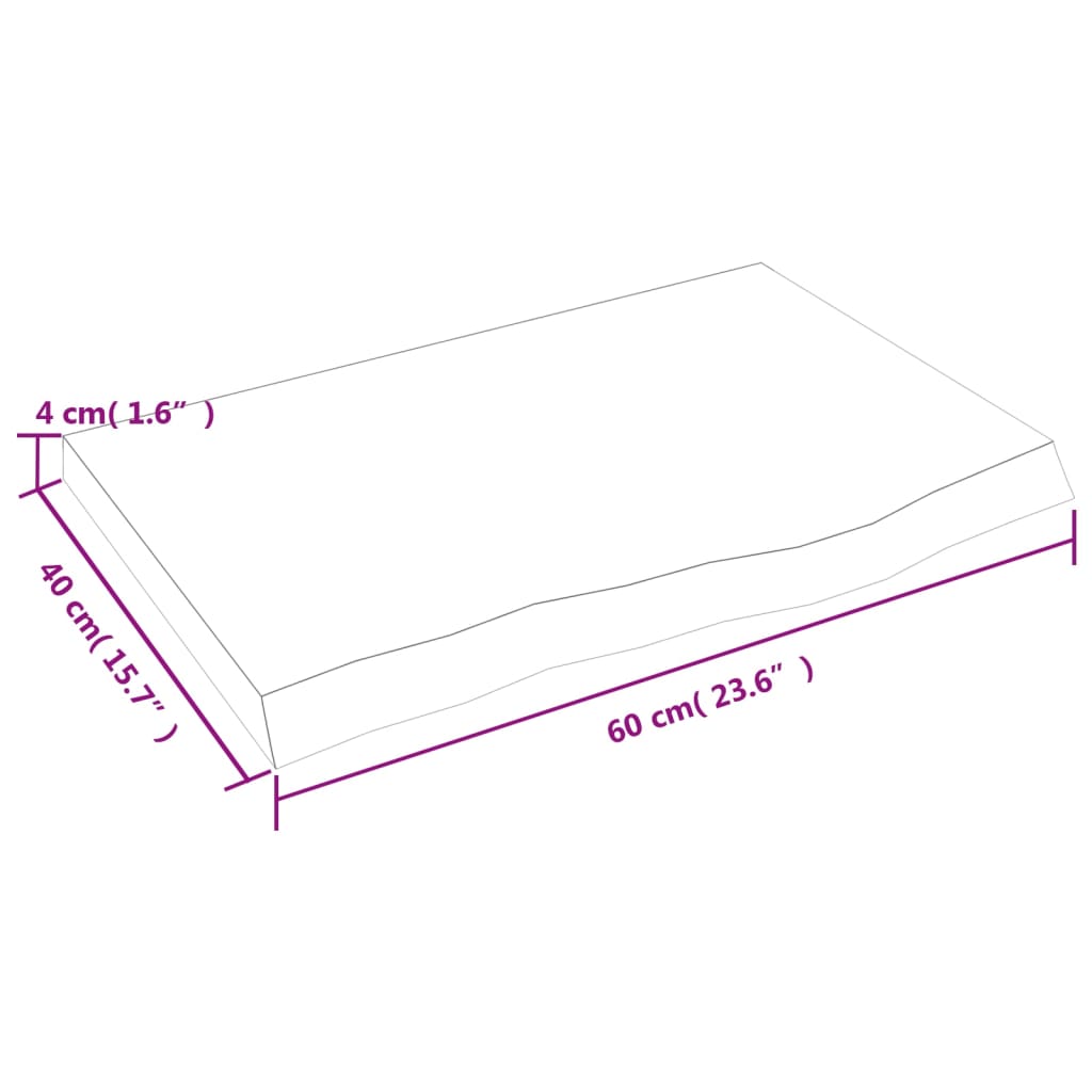 vidaXL bordplade til badeværelse 60x40x(2-4) cm massivt træ mørkebrun