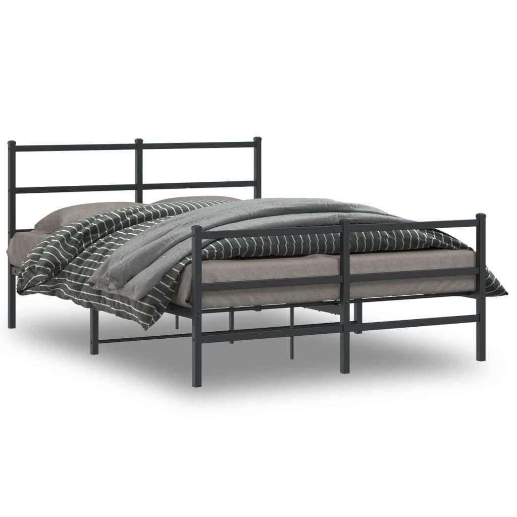 vidaXL sengeramme med sengegavl og fodgærde 140x190 cm metal sort