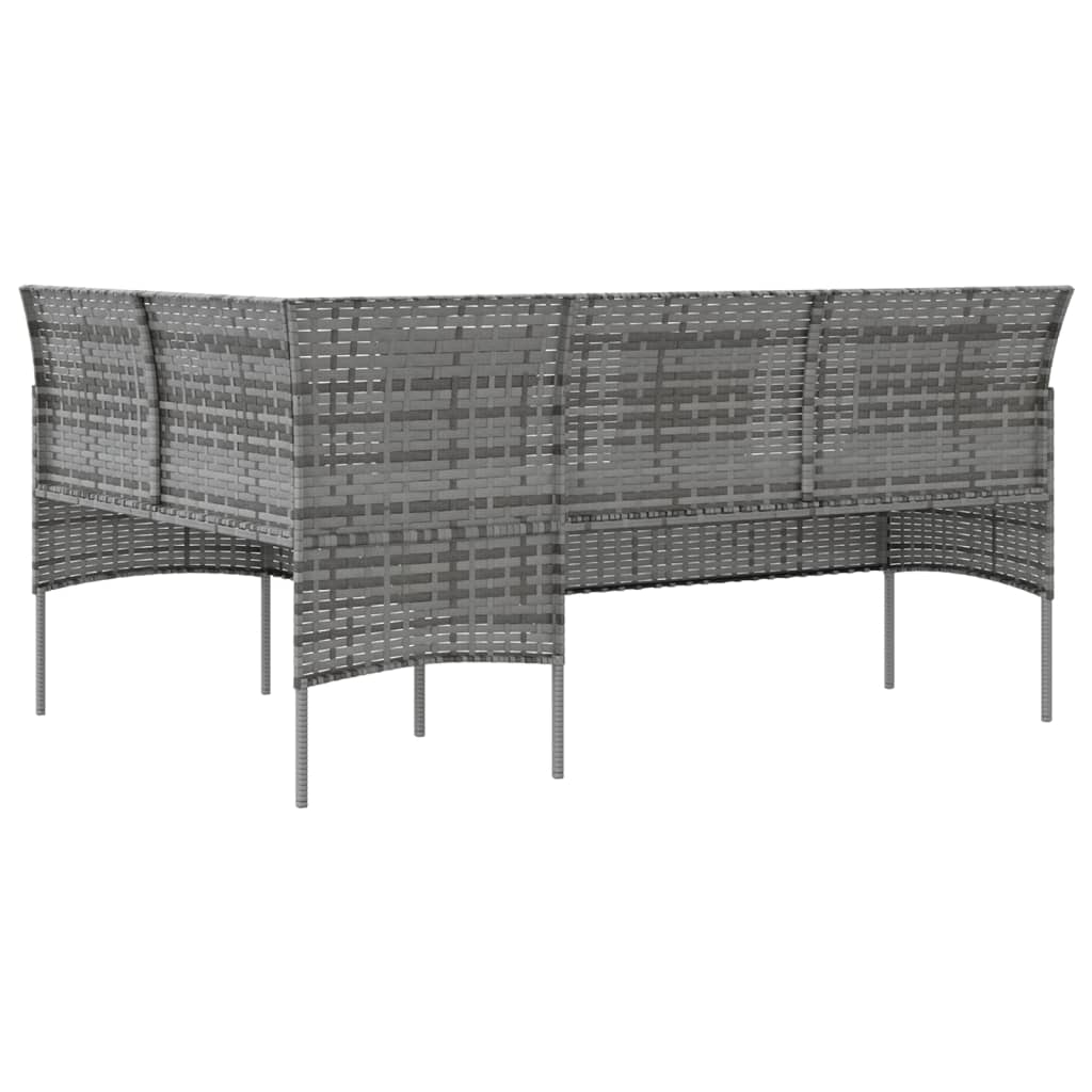 vidaXL L-formet sofa med hynder polyrattan grå