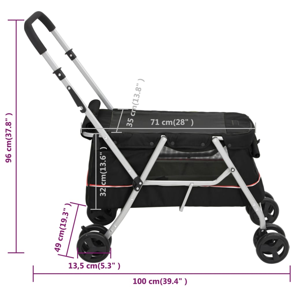 vidaXL foldbar hundeklapvogn 100x49x96 cm linned sort