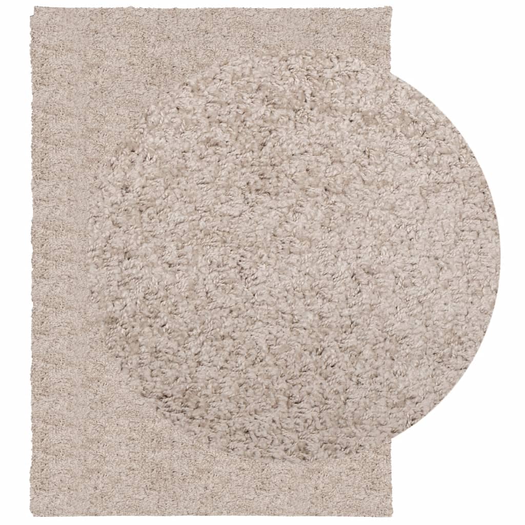 vidaXL shaggy gulvtæppe PAMPLONA 120x170 cm høj luv beige