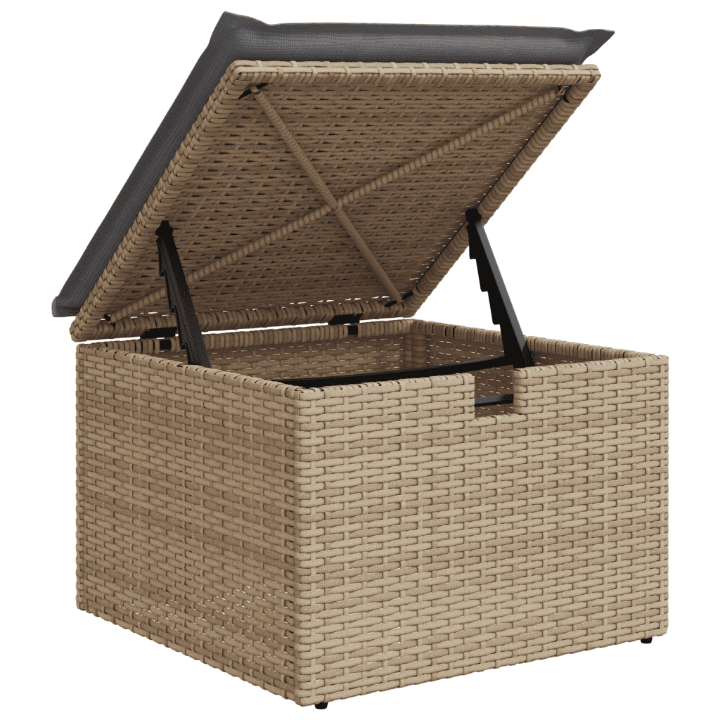 vidaXL havesofasæt 7 dele med hynder polyrattan beige