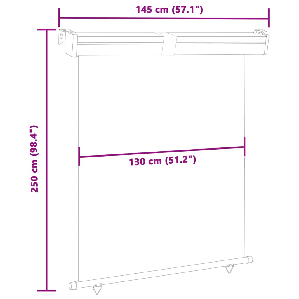 vidaXL sidemarkise til altan 145x250 cm sort