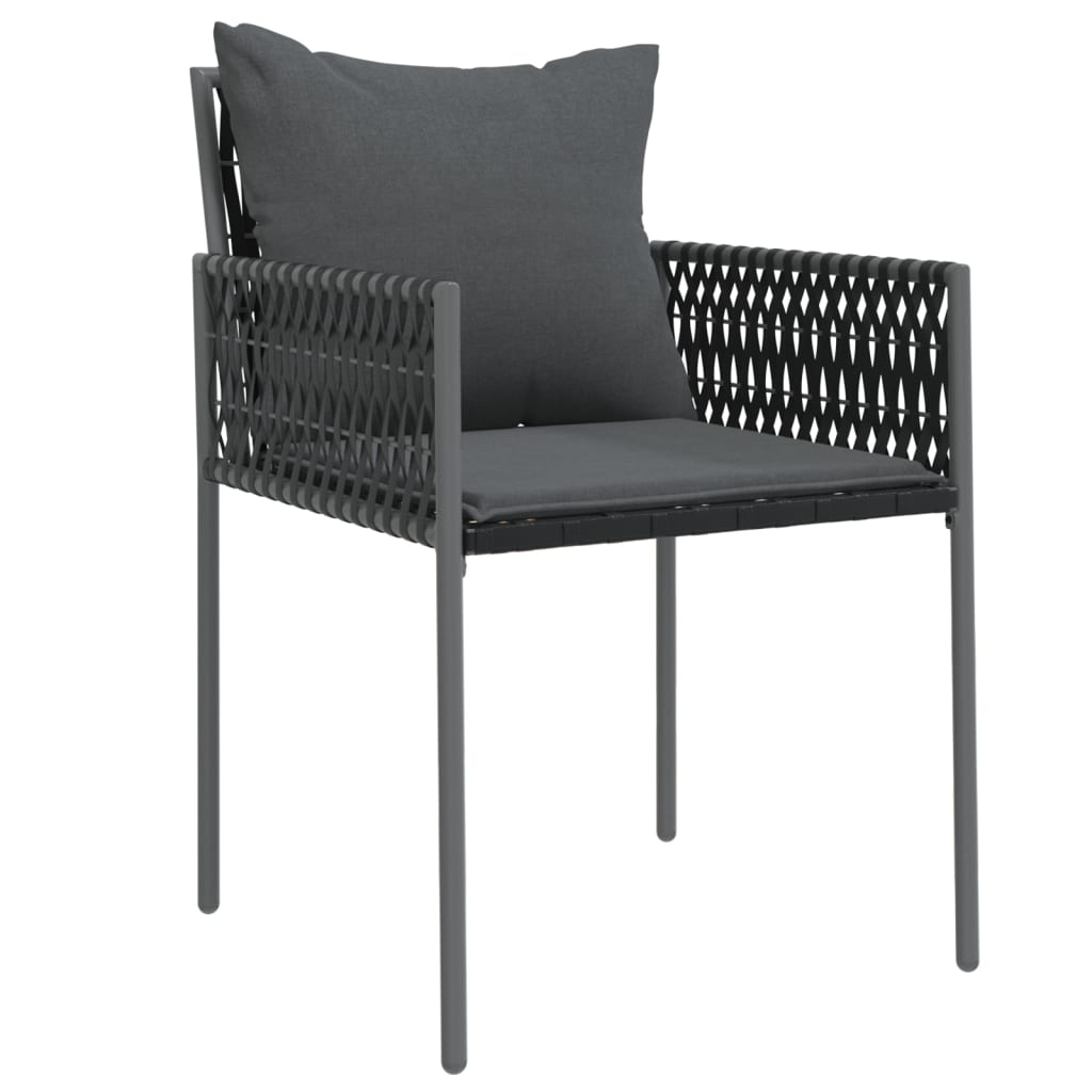 vidaXL havestole med hynder 2 stk. 54x61x83 cm polyrattan sort