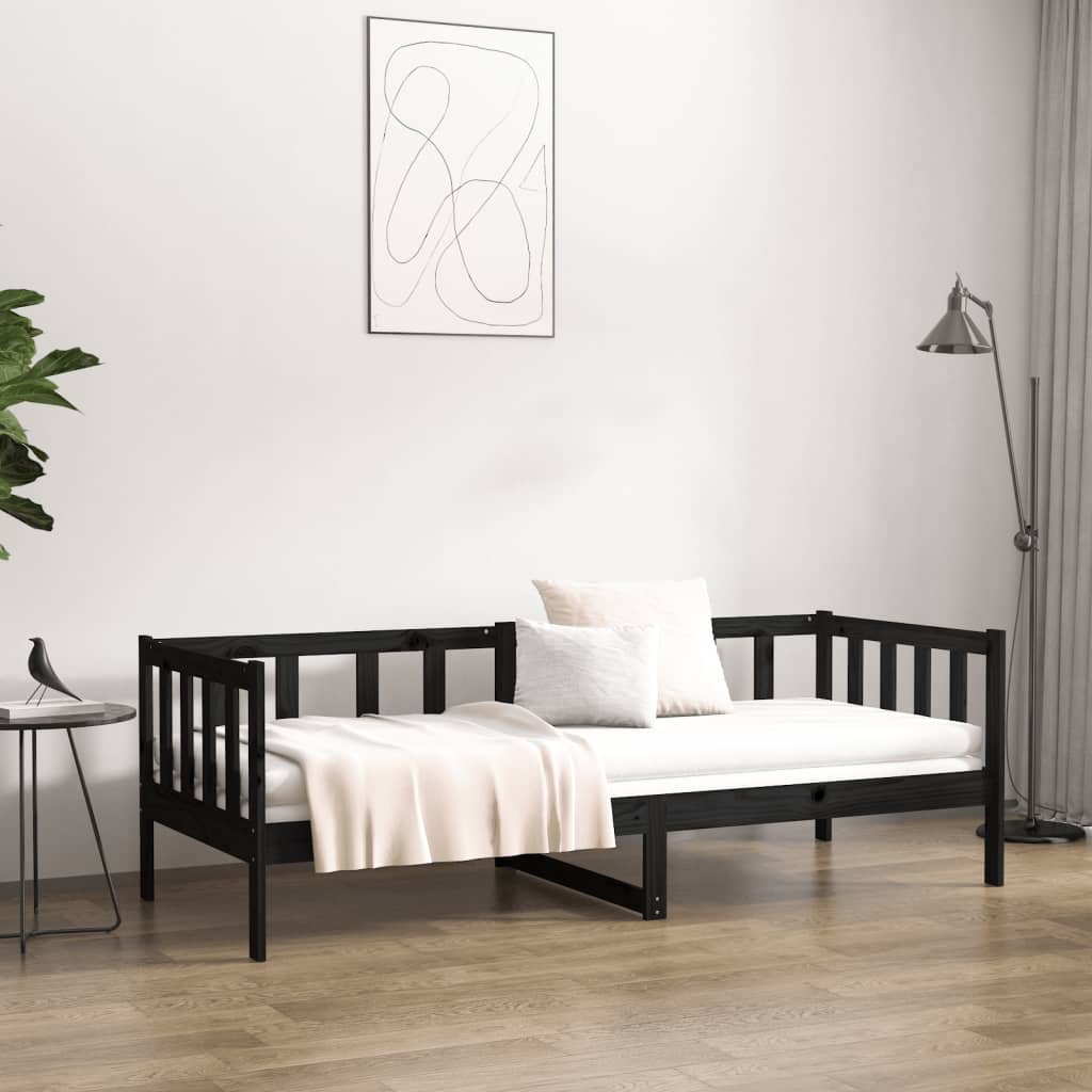 vidaXL daybed 90x190 cm massivt fyrretræ sort