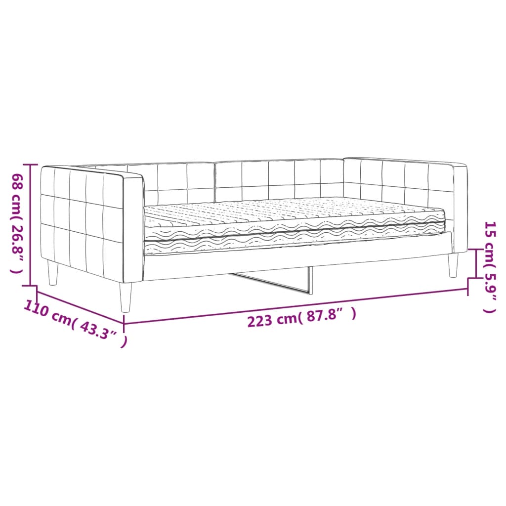 vidaXL daybed med madras 100x200 cm velour gul