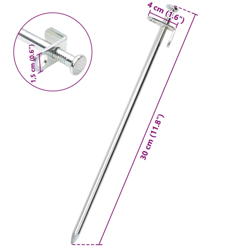 vidaXL teltpløkker 24 stk. 30 cm 8 mm galvaniseret stål