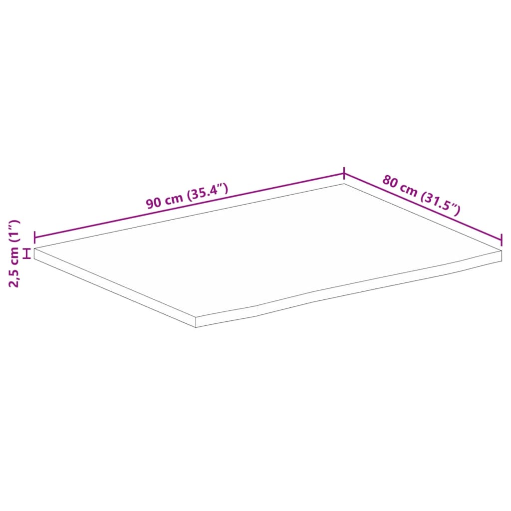 vidaXL bordplade 90x80x2,5 cm naturlig kant massivt mangotræ