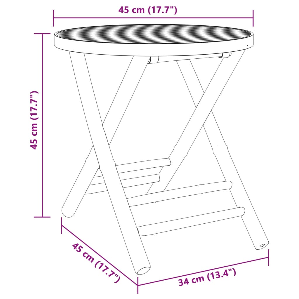 vidaXL foldbart havebord Ø45x45 cm bambus