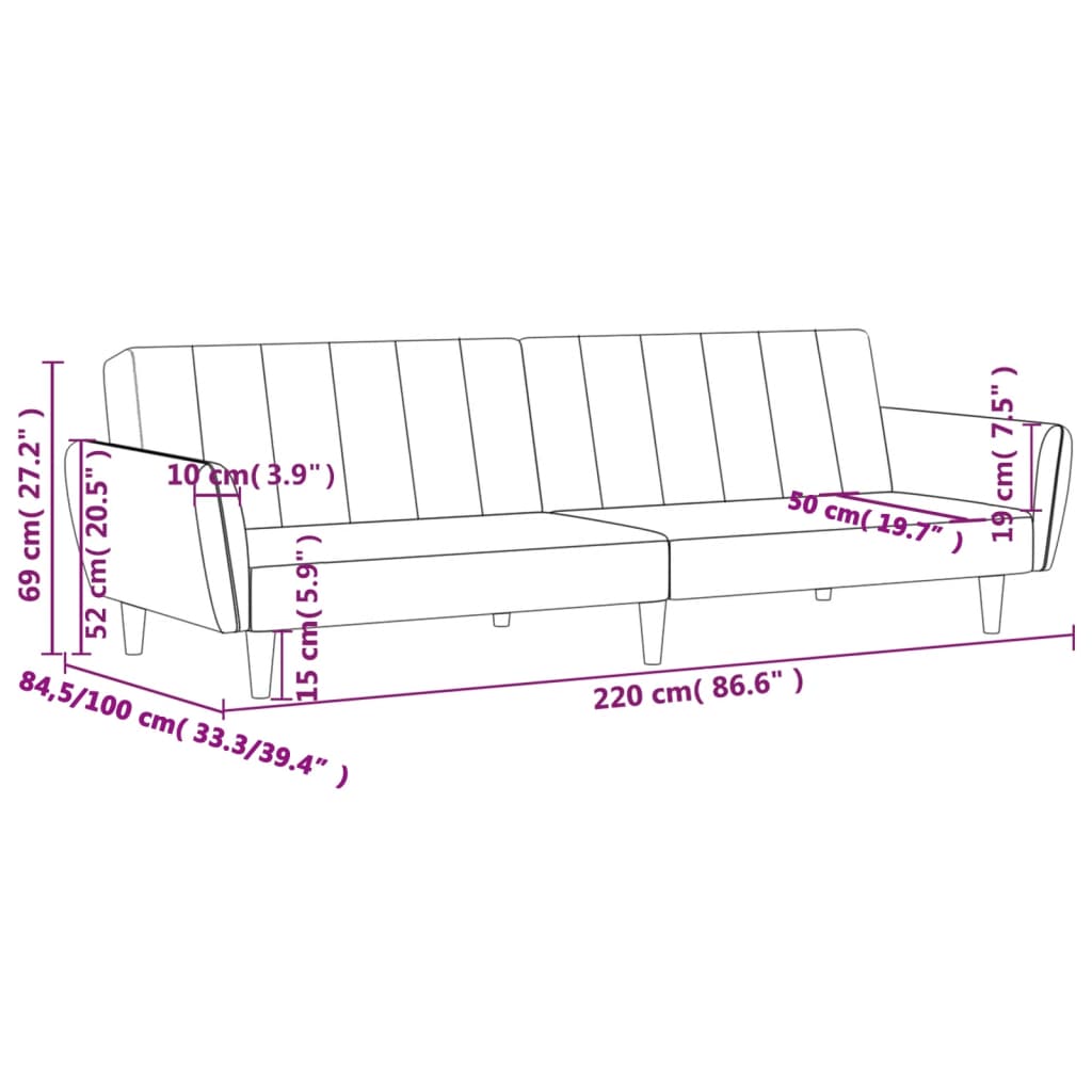 vidaXL 2-personers sovesofa stof blå