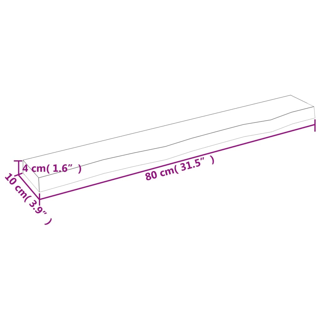 vidaXL væghylde 80x10x4 cm behandlet massivt egetræ mørkebrun