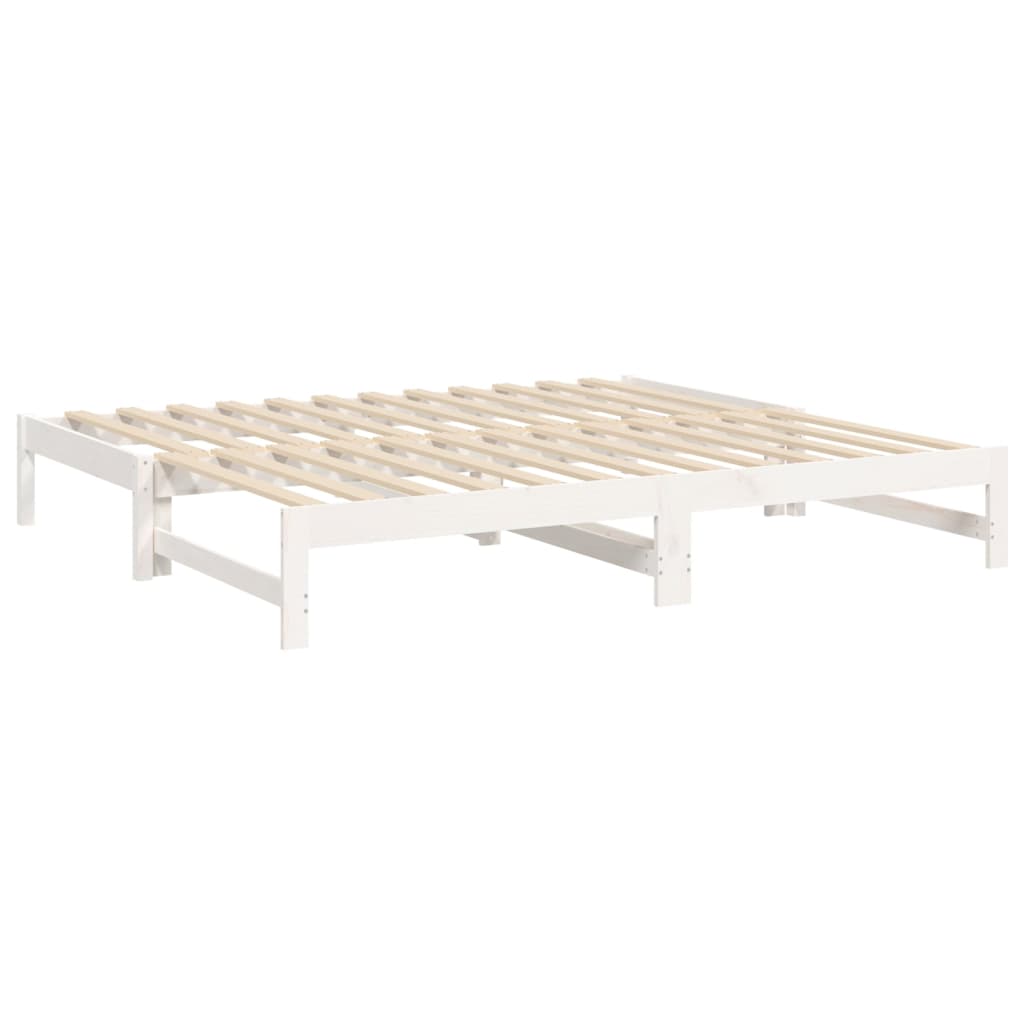 vidaXL daybed med udtræk 2x(75x190) cm massivt fyrretræ hvid