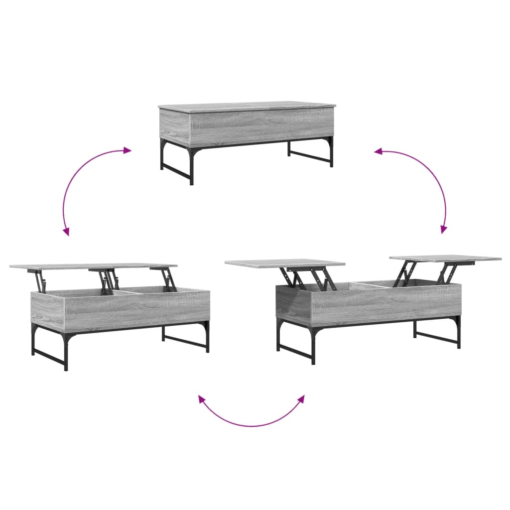 vidaXL sofabord 100x50x40 cm konstrueret træ og metal grå sonoma-eg