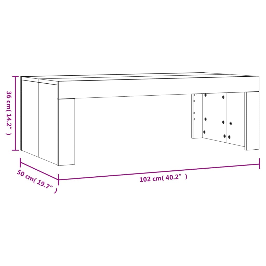 vidaXL sofabord 102x50x36 cm konstrueret træ betongrå