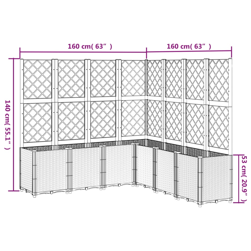 vidaXL plantekasse med espalier 160x160x140 cm PP brun