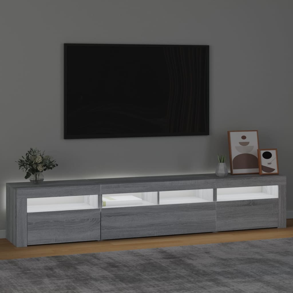 vidaXL tv-skab med LED-lys 210x35x40 cm Grå sonoma-eg