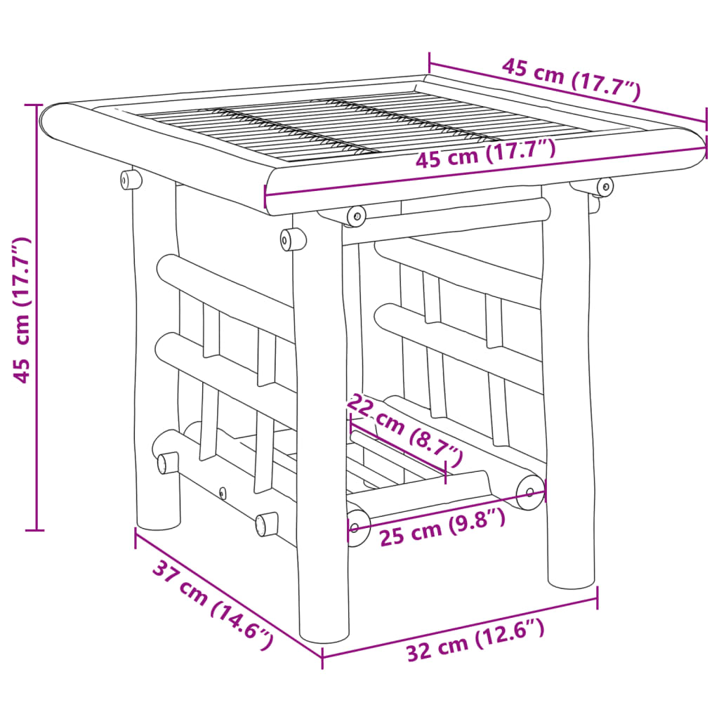 vidaXL sidebord 45x45x45 cm bambus