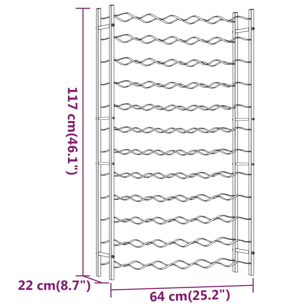 vidaXL vinreol til 72 flasker metal hvid