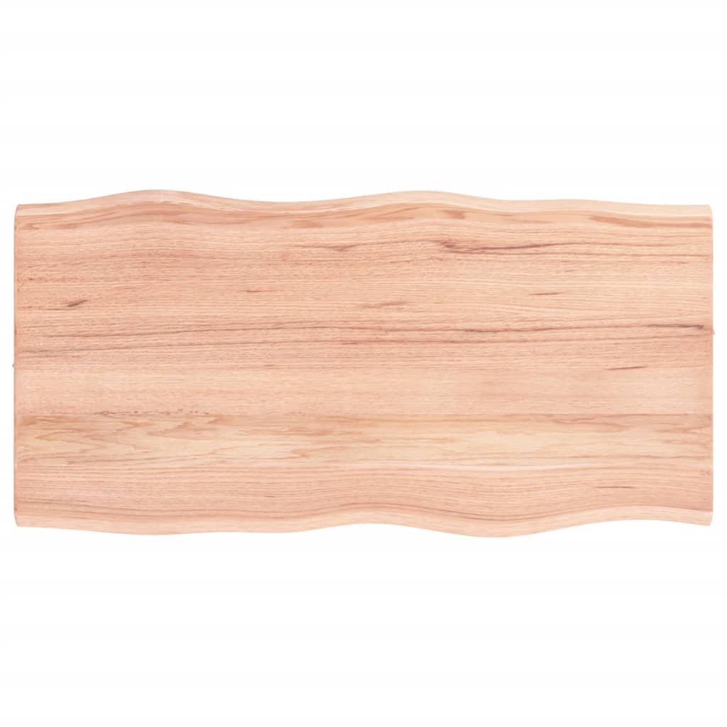 vidaXL bordplade 80x40x2 cm naturlig kant behandlet egetræ lysebrun