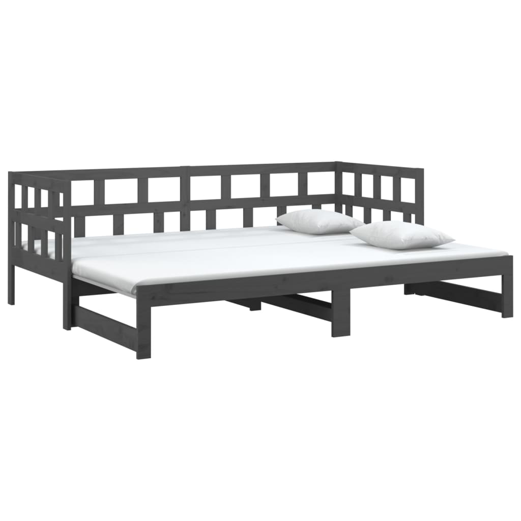 vidaXL daybed med udtræk 2x(90x200) cm massivt fyrretræ grå