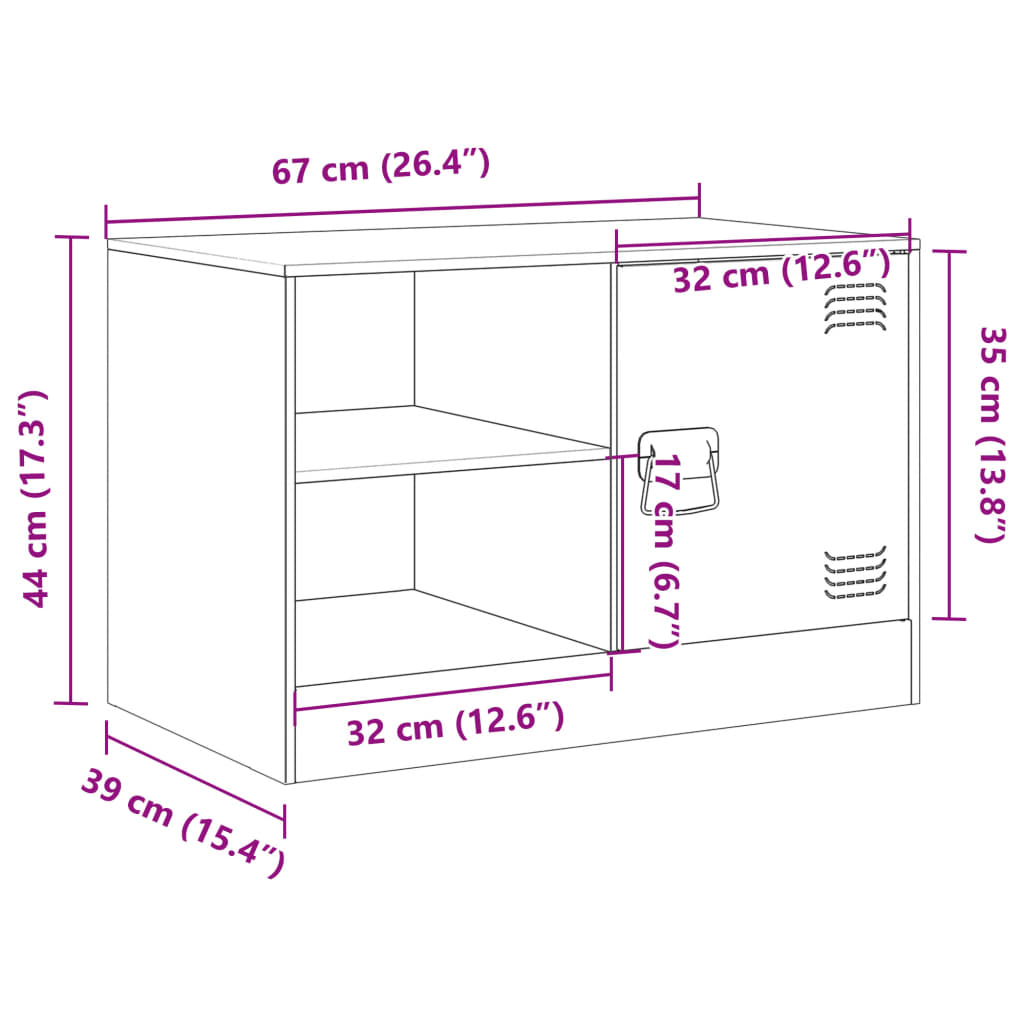 vidaXL tv-borde 2 stk. 67x39x44 cm stål antracitgrå