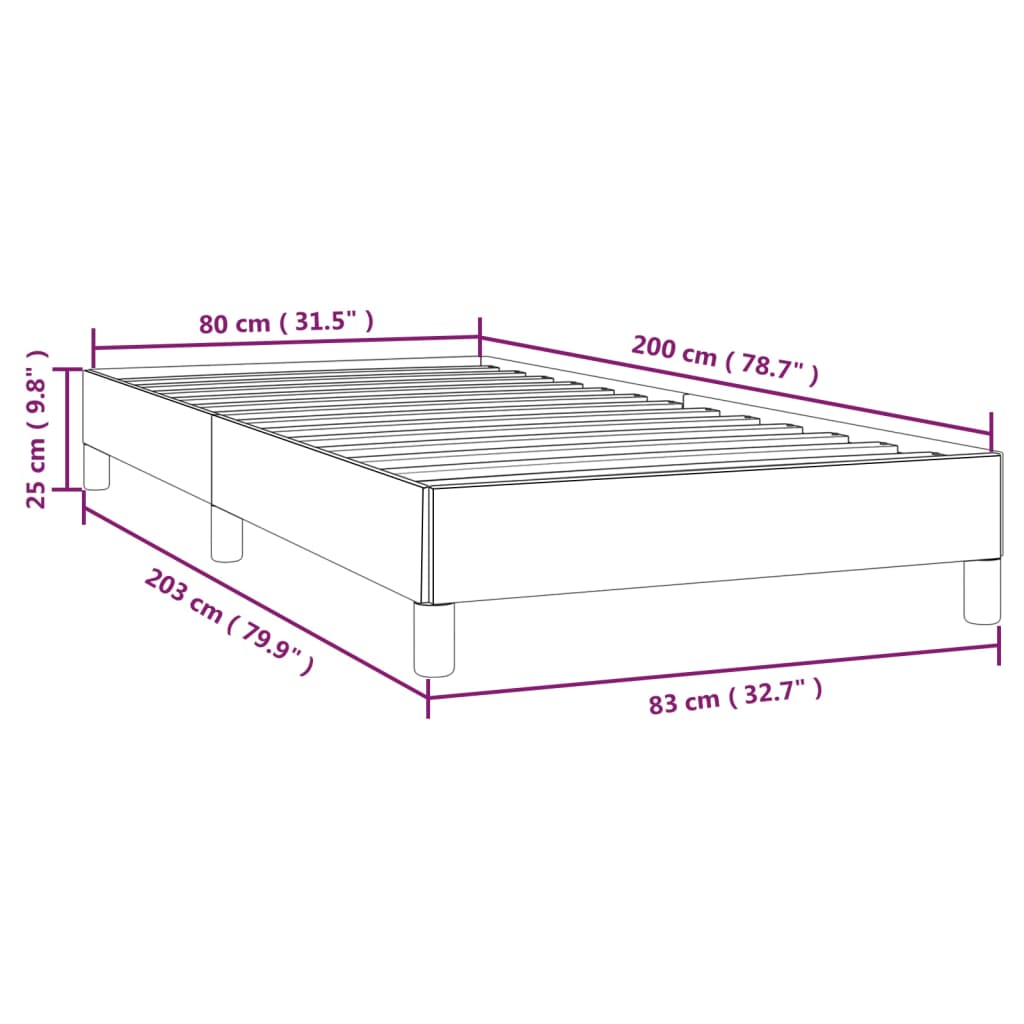 vidaXL sengeramme 80x200 cm fløjl sort