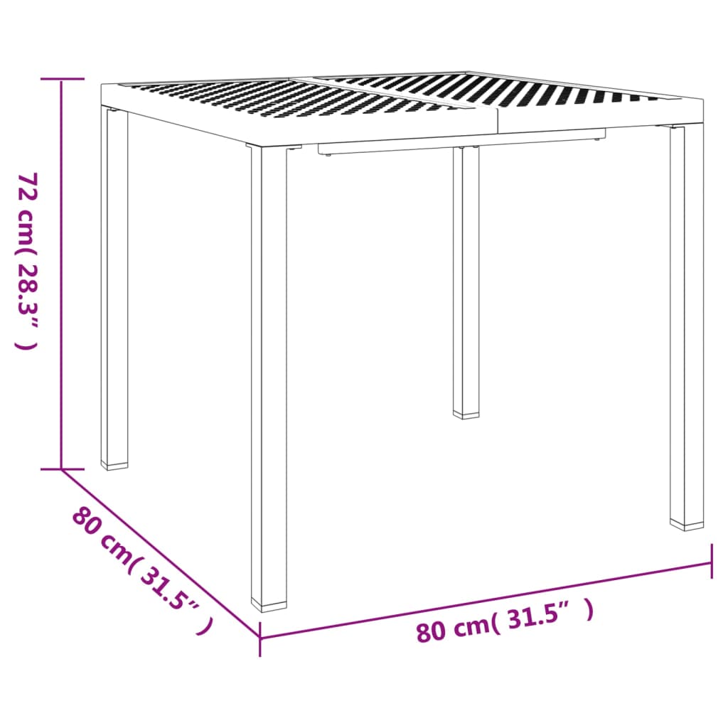 vidaXL havebord 80x80x72 cm stål antracitgrå