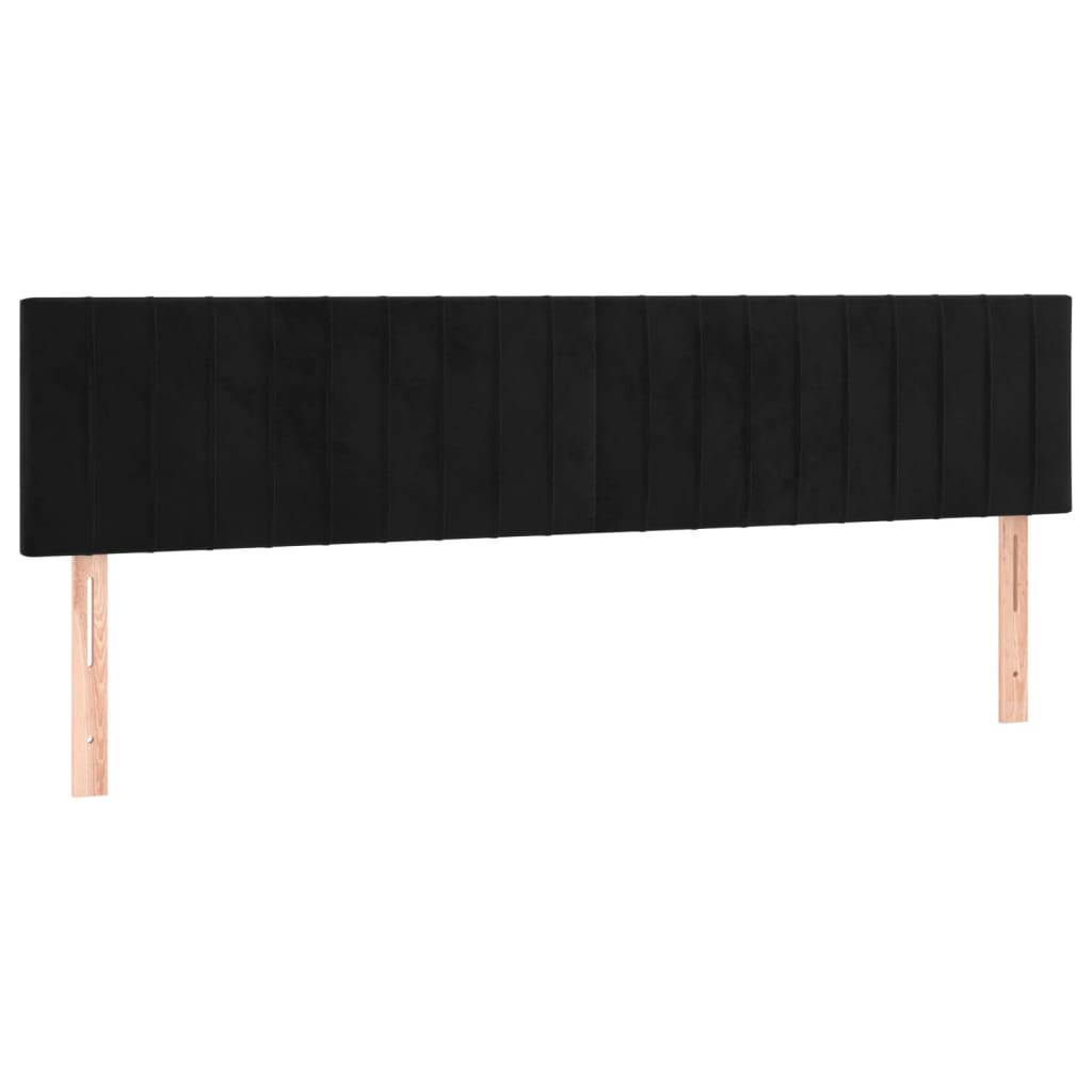 vidaXL sengegavl med LED-lys 180x5x78/88 cm velour sort