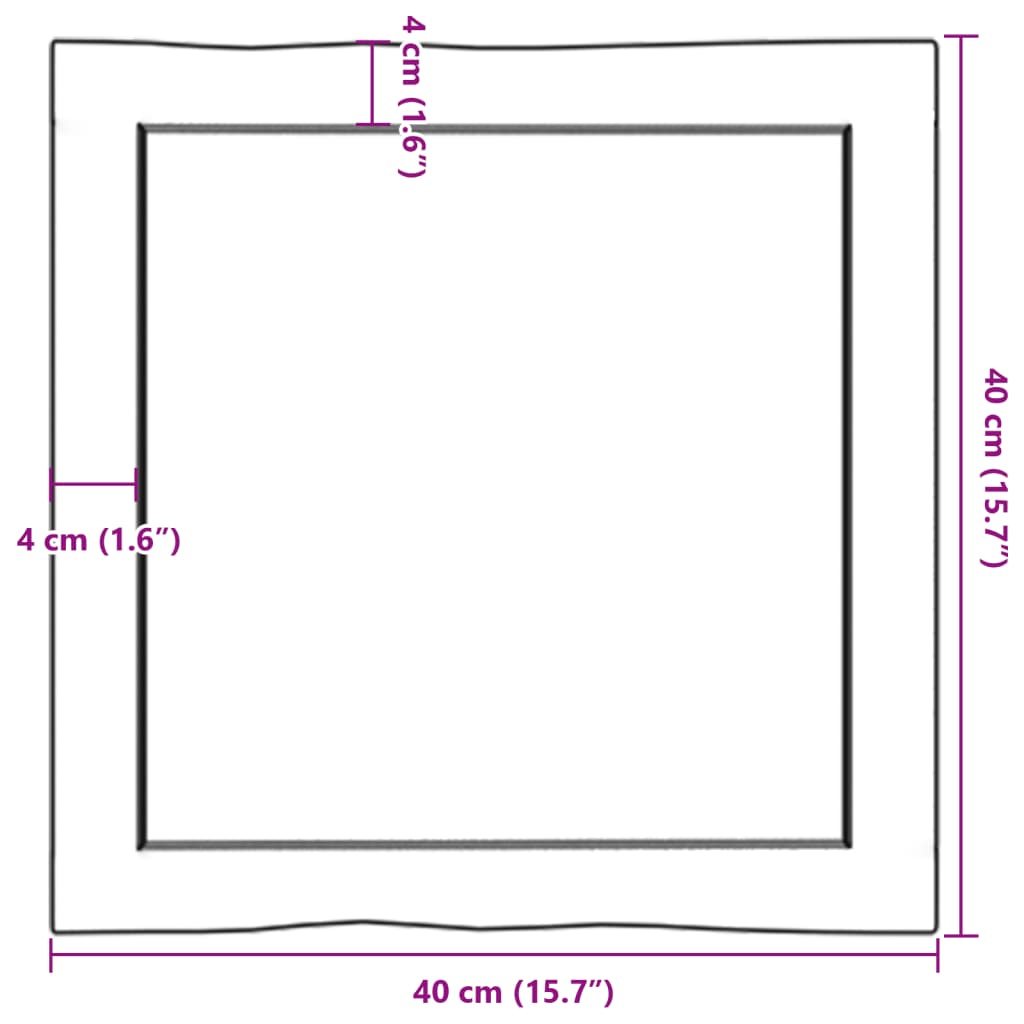 vidaXL bordplade 40x40x(2-6) cm naturlig kant behandlet træ lysebrun