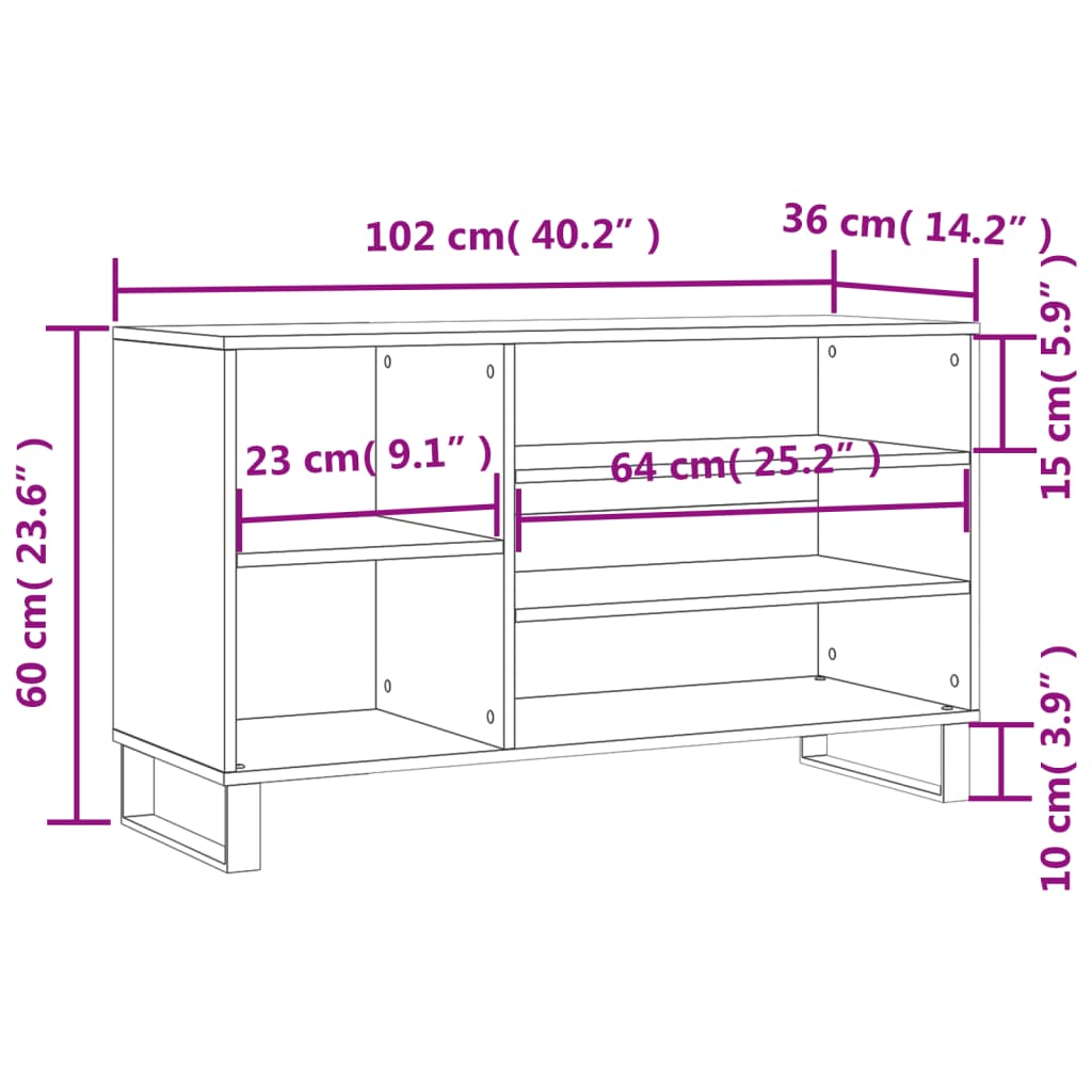 vidaXL skoreol 102x36x60 cm konstrueret træ hvid