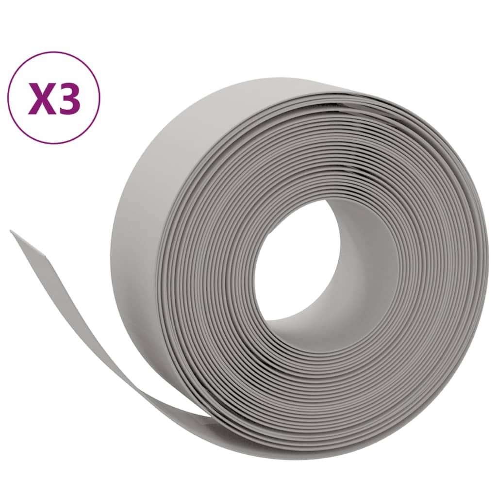 vidaXL græskanter 3 stk. 10 m 20 cm polyethylen grå