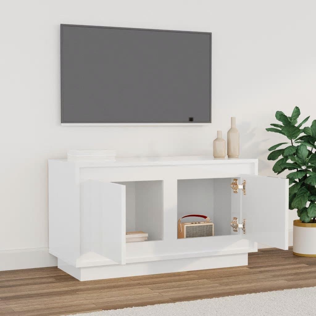 vidaXL tv-bord 80x35x45 cm konstrueret træ hvid højglans