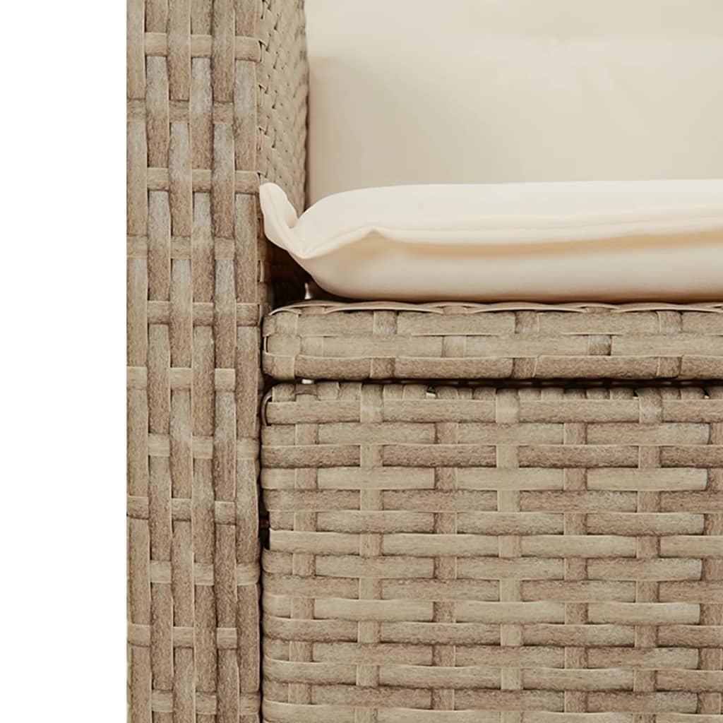 vidaXL havebænk med hynder og lænefunktion polyrattan beige