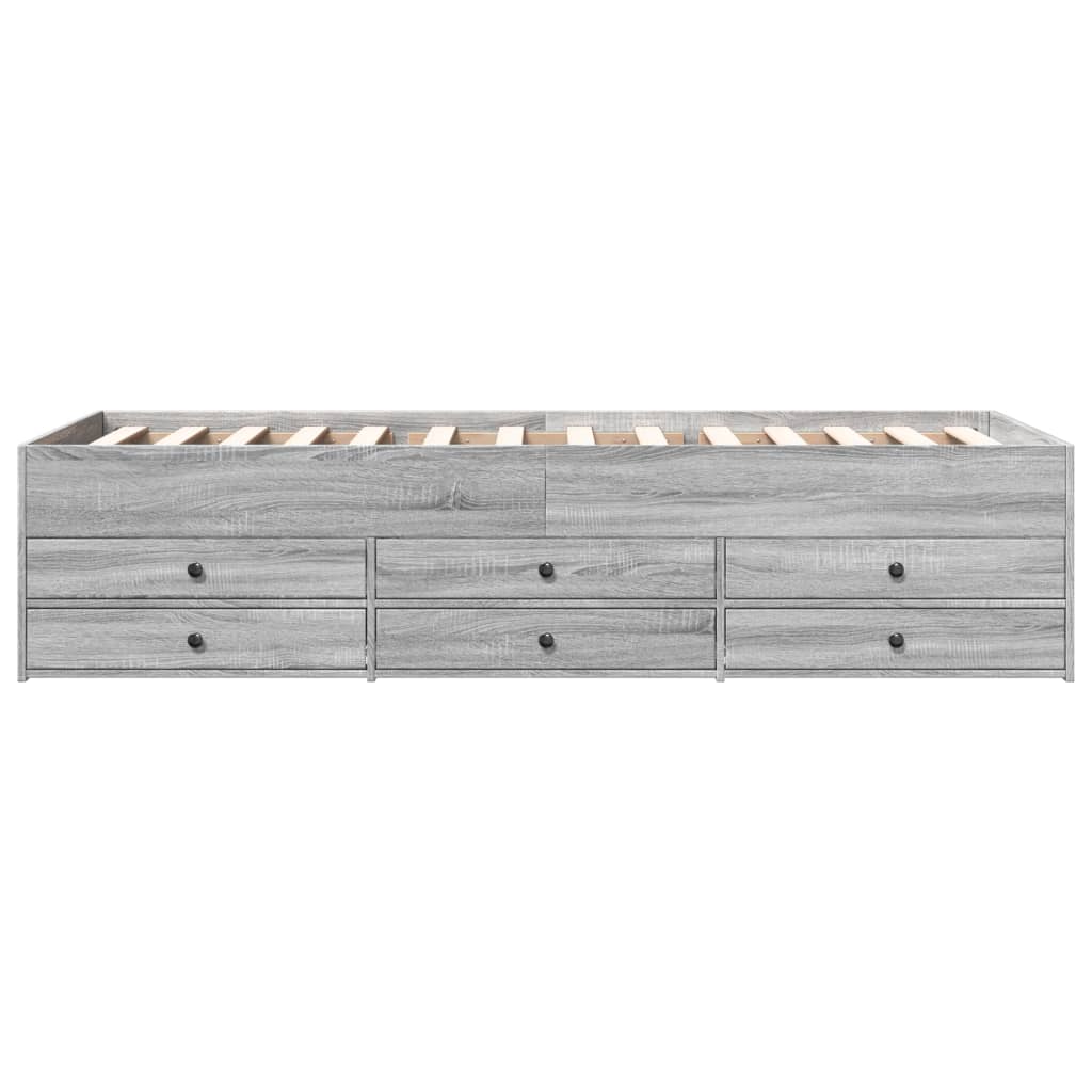 vidaXL daybed med skuffer 90x200 cm konstrueret træ grå sonoma-eg